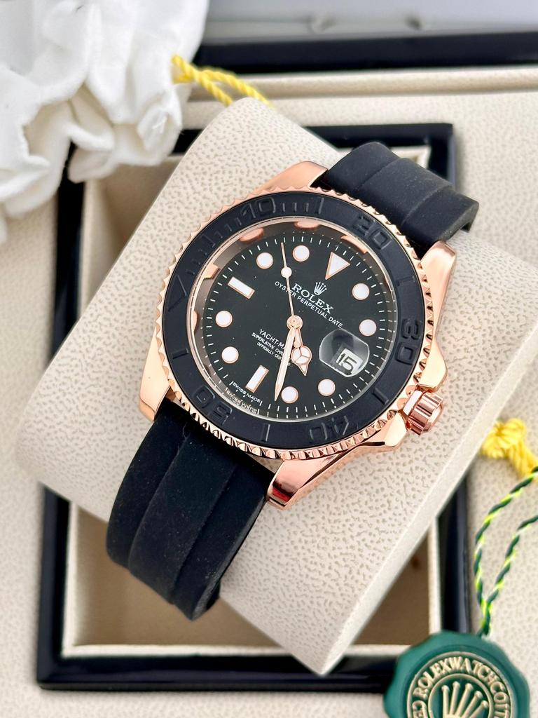 Quartz Watch for Men- High quality black fiber| gold and copper dial