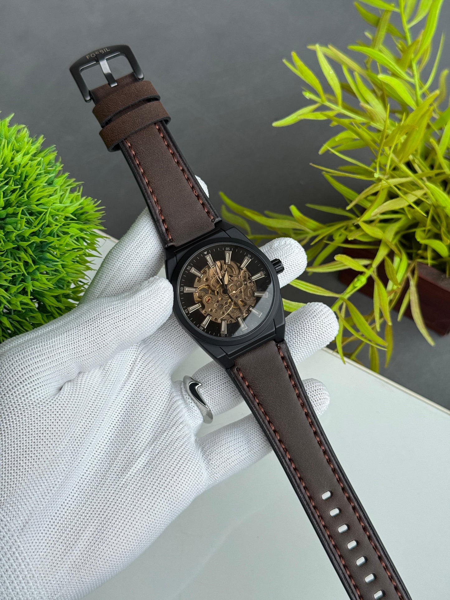 Men's Automatic Watch – Modern Machine Design, Transparent Front & Back | Premium 7AA Collection